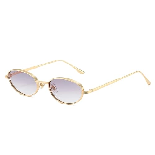 Lunettes de soleil ovales en métal finitions soignées et protection UV400 dégradée