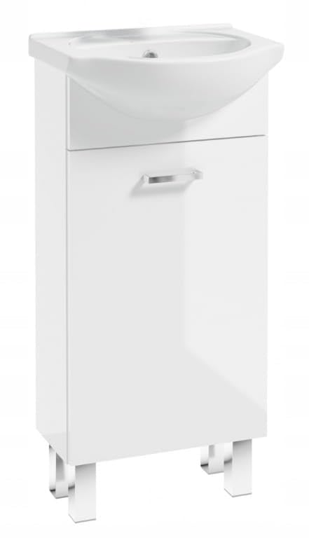 .Deftrans Badezimmerschrank mit Waschbecken und Waschtischarmatur, 40 x 84 x 20 cm weißer stehend Waschbeckenschrank kleine mit waschtischarmatur gäste wc
