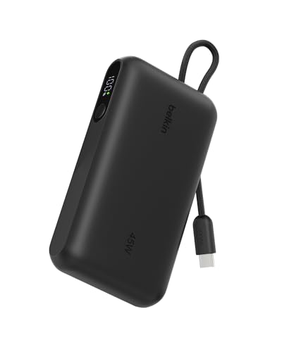 Belkin UltraCharge Batterie Externe 10K avec Câble USB-C Et Écran - Noir