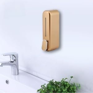 Image of Black ABS Wall Mounted Soap Dispenser: Leak-Free Hand Wash & Shampoo Bottle for Bathroom, Kitchen, Shower, Ideal Home Gadget & Organiser for Soap Dispenser in Wash Basin. (Rose Gold)