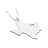 Texas necklace Personalized sterling silver Bright Satin Finish Texas state necklace with heart...