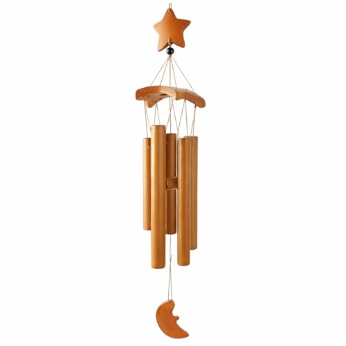 Image of Handcrafted Bamboo Wind Chime with Tribal Art | Natural Bamboo Chime for Balcony, Garden & Living Room Decor | Eco-Friendly Boho Home Hanging Gift