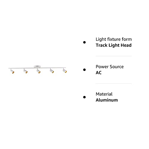 Vidalite Led Track Fixture 7W Five Bulb Fixed Rail Ceiling Lighting With Rotating Heads 3000K Modern Interior Spotlight For Kitchen Art And Living Room, 2450 Lumens, 5, Sand White #TOP6