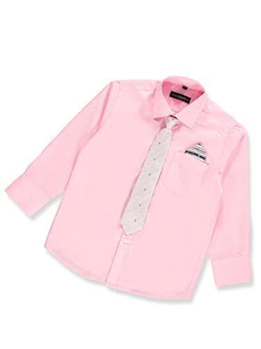 Kids World Boys' Dress Shirt & Tie (Patterns May Vary) - Pink, 42