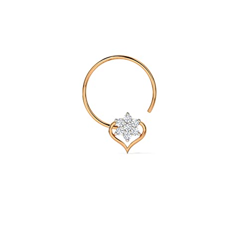 CARATGLITZGold and Diamond Varusha Nose Pin for Women and Girls (27MS7NP241305)