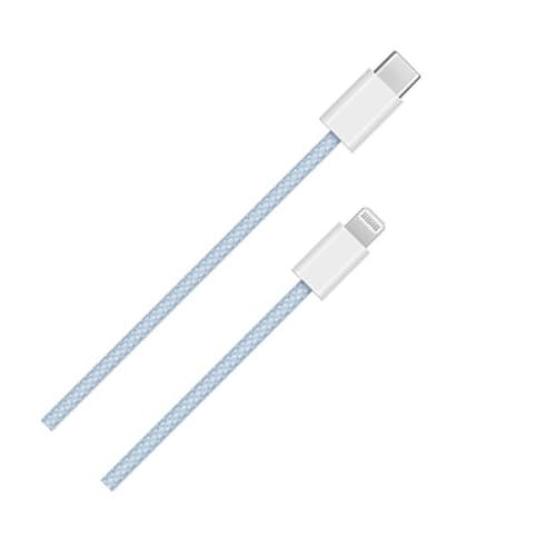 Image of Braided USB-C to Compatible with Lightning Fast Charging Cable Compatible for iPhone 14, 13, 12,11, X, 8, 7, 6, 5, iPad Air, Pro, Mini, iPad Blue Color