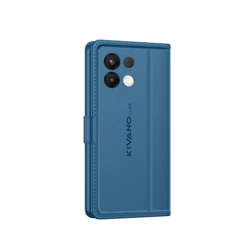 Image of KIVANO LUXE Compatible for Oppo K13 5G Luxury Handmade Leather Magnetic Flip Folio Case | Card Holder & Kickstand | Slim Protective Cover | Unisex - Blue