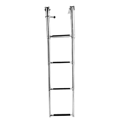 Escalera de embarque antideslizante, construcción telescópica, 4 secciones, materiales de acero inoxidable, montaje rápido, pesca y buceo