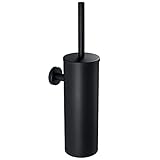 Auralum Schwarz Klobürste Edelstahl Toilettenbürste mit Halter, Wandmontage WC-Bürste und Behälter fürs WC, Gästebad, Badezimmer