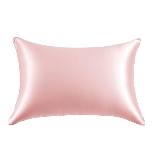 Image of THXSILK 100% Mulberry Silk Pillow Case, 30 Momme Silk Pillowcase for Hair and Skin, Hypoallergenic Soft Breathable Pillow Cover with Hidden Zipper, 1pc(Charming Pink, Standard 20 inchx26 inch)