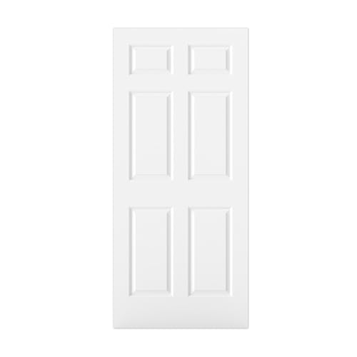 Image of BARNSMITH 36x80 in Raised 6-Panel Textured White Primed Door Slab, Classic Style Paintable Hollow Core Interior Door Panel, for Pocket, Swing, Sliding Door, No Pre-Drilling, Durable and Lightweight