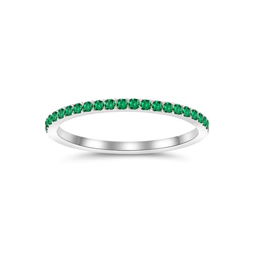 GlameVibe Birthstone Rings For Women Silver Stackable Cubic Zirconia Stainless Steel Birth Stone Ring To My Daughter/Mom Birthday Unique Gifts Jewelry (05-Silver-May 8)