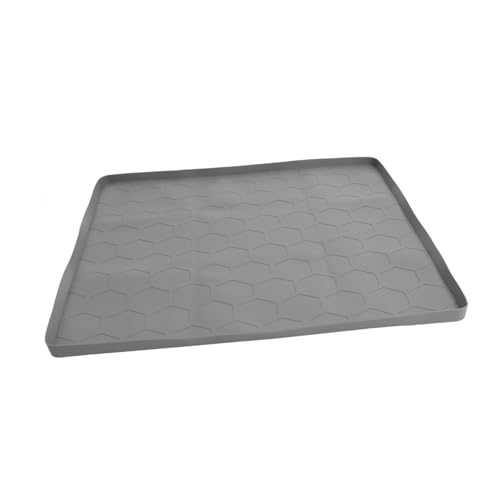 Mikinona Grey Sink Mat Leakproof Countertop Protector for Kitchen Bathroom 23.6x23.6 Inches Silicone Drip Tray Noise Reduction Sturdy Construction