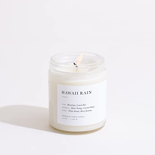 Brooklyn Candle Studio Hawaii Rain Minimalist Candle | Luxury Scented Candle, Vegan Soy Wax, Hand Poured In The Usa | 50 Hour Slow Burn Time | 7.5 Oz #TOP29
