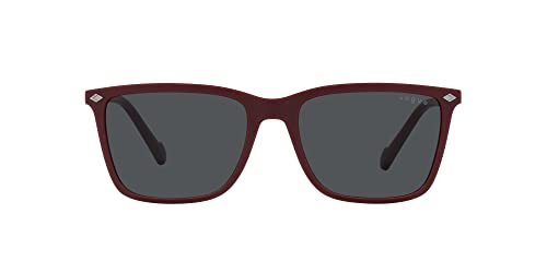 Vogue Eyewear Men's VO5493S Square Sunglasses, Semi Matte Wine Red/Dark Grey, 56 mm