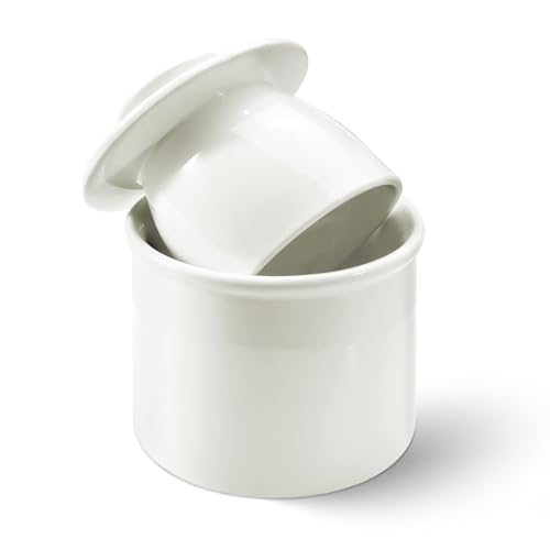 Butter Storage French Butter Dish with Lid Classic Ceramic Butter Keeper Ideal for Spreading Fresh Butter Perfect for Bread and Toast Great Kitchen Gift for Butter Lovers (White, Standard)