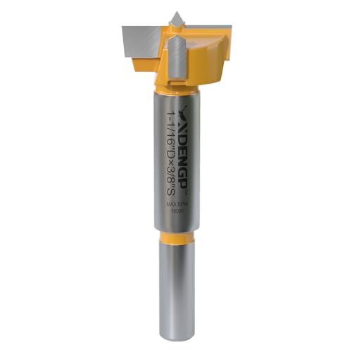 Image of Forstner Bit 3 /8 inch Shank, 1-1 /16 inch Cutting Diameter, Forstner Drill Bit for Woodworking, Drilling Hole Saw Set, Auger Opener, Hinge Hole Cutter for Plastic, Plywood Products
