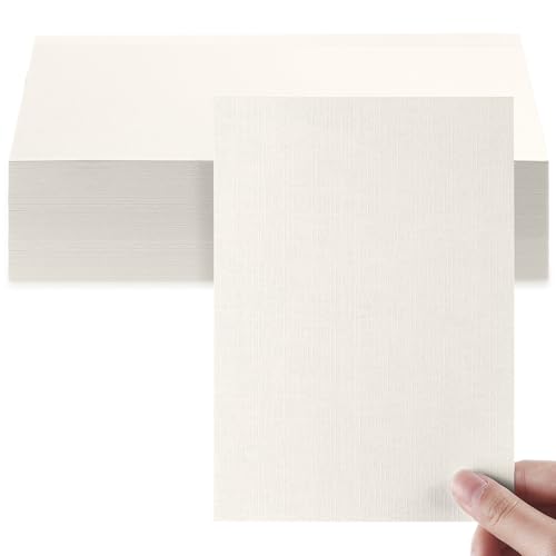 Geosar 50 Sheet Linen Cardstock Invitation Cardstock Heavyweight Printer Paper 92Lb 250Gsm Index Cards For Printer Cover Postcards Blank Flash Note Greeting (5 X 7 In,Beige)