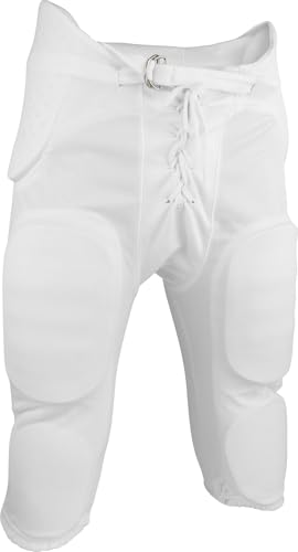 Sports Unlimited Double Knit Integrated Youth Football Pants with Pads - Youth Football Practice Pants for Boys White