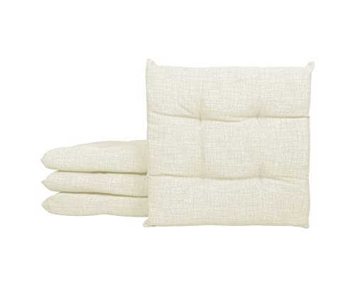 IlGruppone Passione Casa Set 4/6 Cuscini Sedia con Lacci 4 Punti Cucina Imbottiti Spessore 6 Cm Prodotto Italiano 40 x 40 in Cotone Tinta Unita - Panna - 4 Pezzi