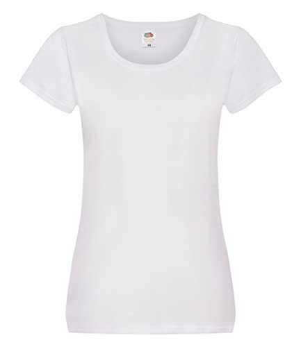 FRUIT OF THE LOOM Womens Original T. T Shirt White S UK