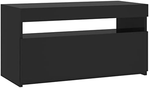 vidaXL TV Cabinet with LED Lights Hifi Stand Media Unit Entertainment Centre Modern TV Unit Desk Bedroom Living Room Furniture Black