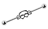 Body Accentz Industrial Barbell 316L Surgical Steel Bar Double Brass Knuckle 1 1/2