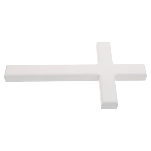 Cruz de madera blanca decorativa para regalar en Pascua y celebraciones cristianas