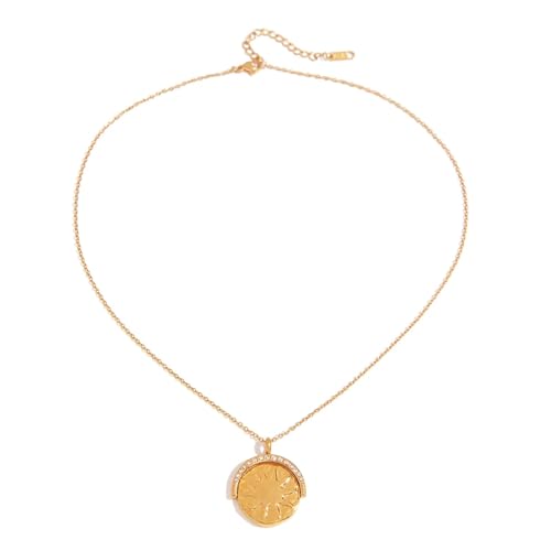 Bijou lune en acier inoxydable et collier géométrique réversible femme