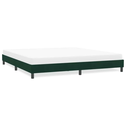Teenpull Estructura de cama de terciopelo verde oscuro de 180 x 210 cm con somier, cama acolchada estable para dormitorio, invitados, habitación juvenil, descanso, cómoda superficie de descanso