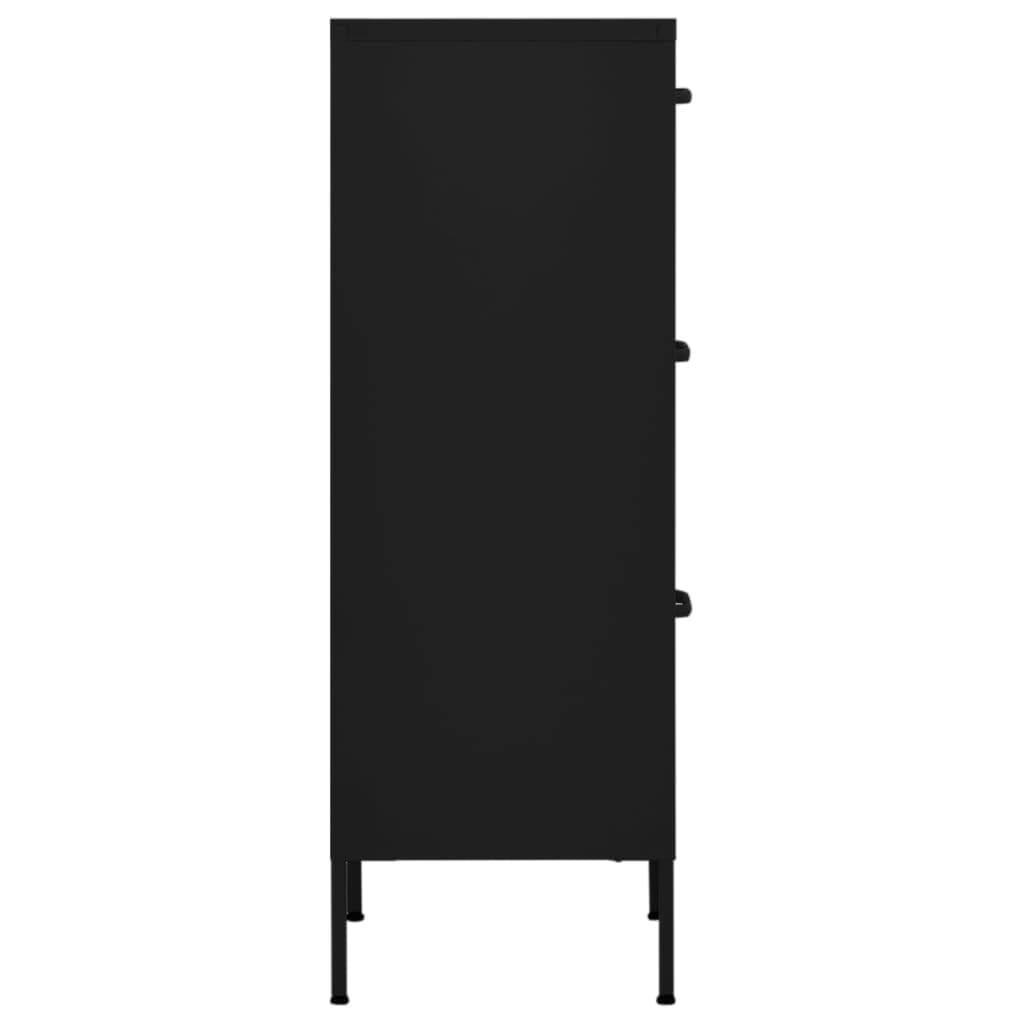 vidaXL Lagerschrank Sideboard Kommode Anrichte Stahlschrank Schrank Beistellschrank Mehrzweckschrank Bücherschrank Standschrank Schwarz 42,5x35x101,5cm Stahl