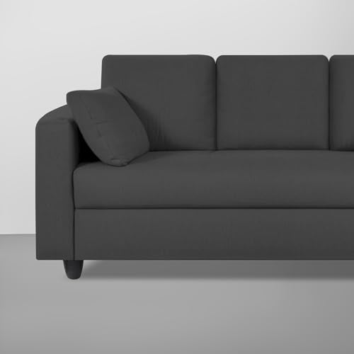 Image of Casaliving Vitserk 3 Seater Sofa Set for Living Room (Black Colour) Premium Fabric Sofa
