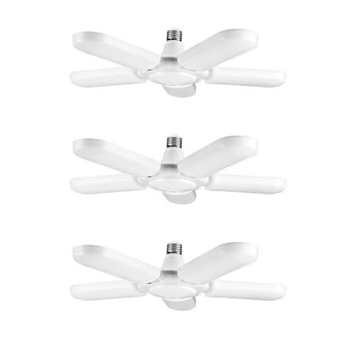 Image of ikaufen 10000Lumen led Lights Garage (3 Pack), 100W Deformable Ultra Bright Screw in LED Garage Light,5 Adjustable Panels Shop Lights