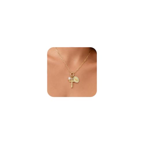 Women's Gold Virgin Mary Cross Necklace  - image 1