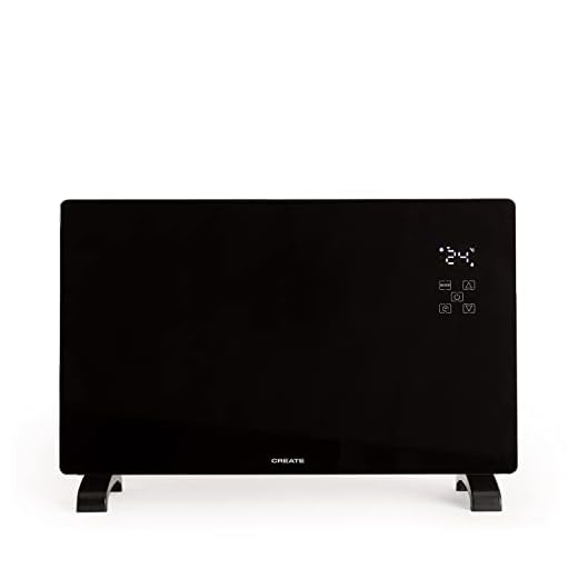 CREATE/WARM CRYSTAL 2500W / Convector eléctrico de cristal con wifi negro/App, potencia regulable, instalación en suelo o pared, pantalla LED táctil, bajo consumo