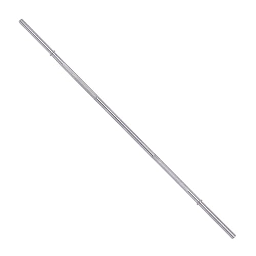 Available in 5FT and 7FT Straight Barbell Bar 1-Inch Standard Diameter Alloy Steel Black Finish 300LBS Weight Capacity Chrome Surface Diamond Knurling Anti-Skid Grip (Silver 6FT)