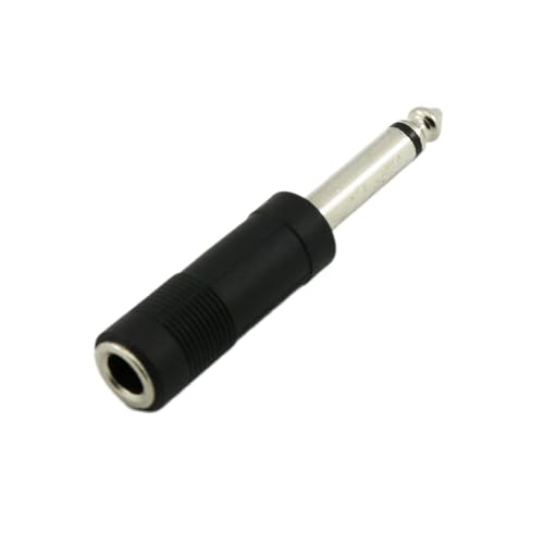2 adaptadores de audio mono macho a conector hembra de 6,35 mm, chapado en níquel, color negro