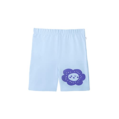Image of YouGotPlanB Girl's Flower Face Purple & Blue Cycling Shorts | Slim fit | Cotton Blended | High Waist | Printed Above Knee Shorts | No-Mark Elastic | Breathable & Stretchy