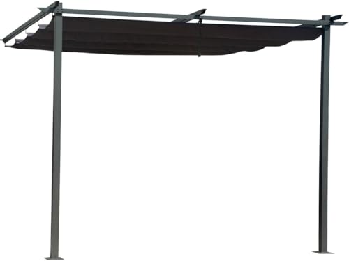 Habitat et Jardin Pérgola adosada con Techo retráctil - 3 x 3 m - Gris Antracita
