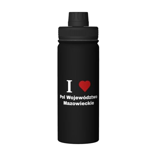 I Love Pol Wojewdztwo Mazowieckie Water Bottle 18OZ Leak-Proof Stainless Steel Insulated Water Bottles For Sports Travel
