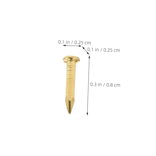 100 piezas Clavos de cabeza redonda de cobre para proyectos de carpintería, uñas metálicas pequeñas para colgar cuadros y decoración del hogar miniatura 2