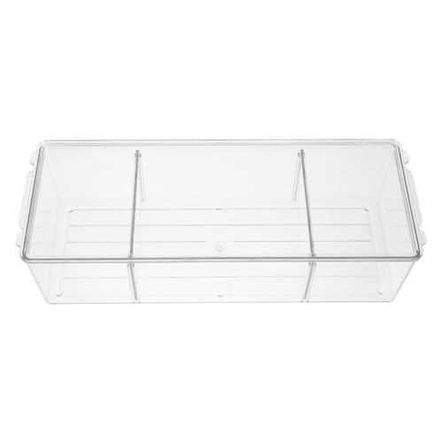 Boîte de rangement plastique PET transparente à 3 compartiments grand volume pour bureau