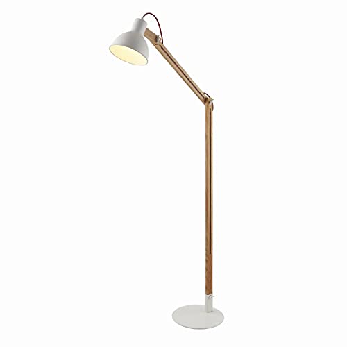 Lampenwelt Stehlampe skandinavisch Holz Metall weiß| Standleuchte, Leselampe-Stehlampe für Wohnzimmer, Esszimmer, Schlafzimmer Cover