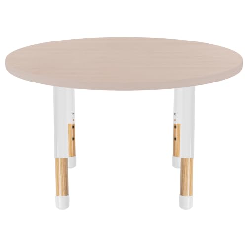 Image of 36 inch x 36 inch Round Kids Classroom Table with Adjustable Chunky Wood Legs