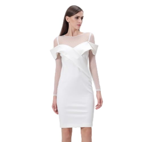 Robe ajustée décolleté Bardot en Jersey et Tulle pour soirée