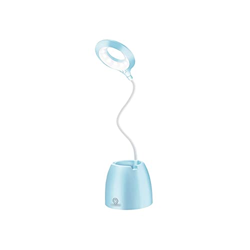 8KLANMMQ Lámpara de luz nocturna, lámpara de mesa, protección ocular, lámpara de lectura, lámpara de escritorio Flexo con soporte para bolígrafo, recargable por USB, luz de atenuación táctil (color