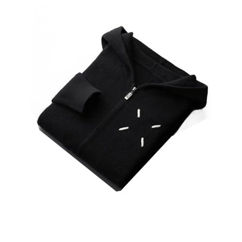 Mens Thick Cardigan Hooded Zippers Sweater Casual Air Layer Outerwears 100 Percent Cashmere Knitwear Winter Top