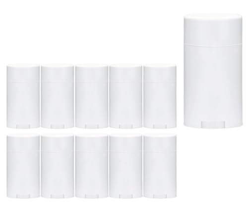 Smart Solutions 2oz White Deodorant Containers with Lids Empty Refillable Twist-Up Tubes for DIY Deodorant Balm & Skincare BPA-Free Plastic 10 Pack