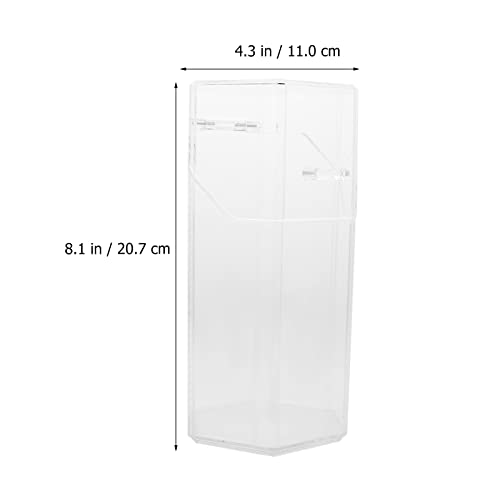 Acrylic Makeup Brush Holder Organizer with Lid Pencil Storage Bucket Comestic Box for Bathroom Bedroom, Transparent, 11X10X20.7CM - Image 2
