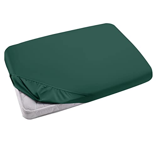 Hafaa Single Fitted Sheet – Easy Care 25 cm Deep Brushed Microfibre Elastic Emerald Fitted Bed Sheets- Shrinkage and Fade Resistant (91 x 191 cm)